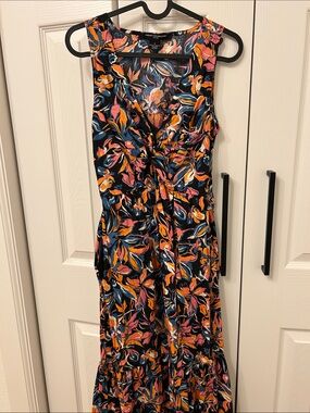 French Connection Navy Floral Twist-Front Maxi Dress